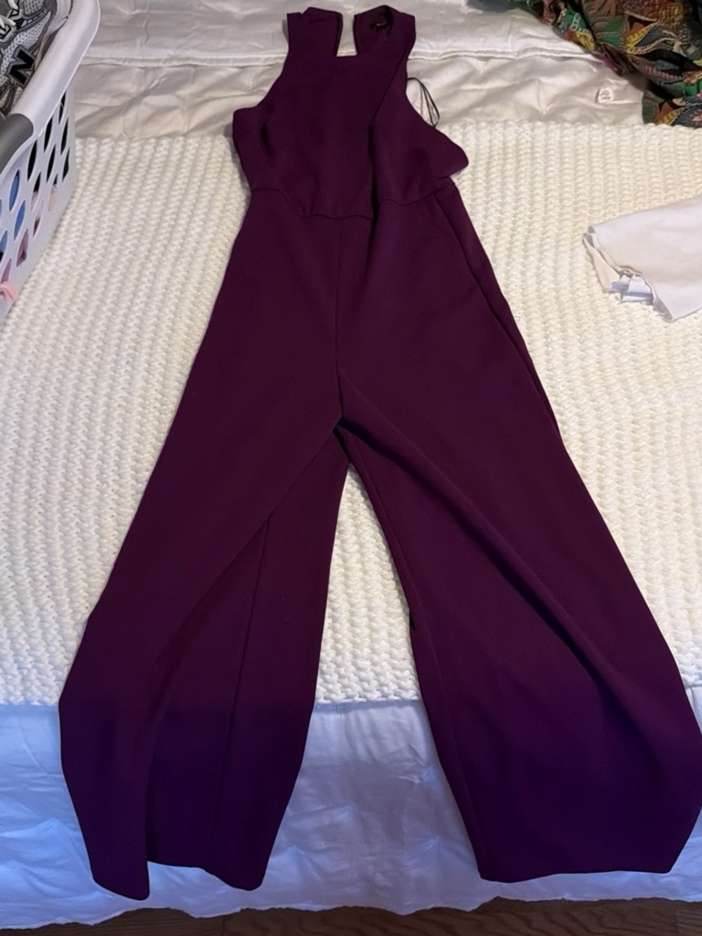 Express Plum Sleeveless Wide-Leg Jumpsuit